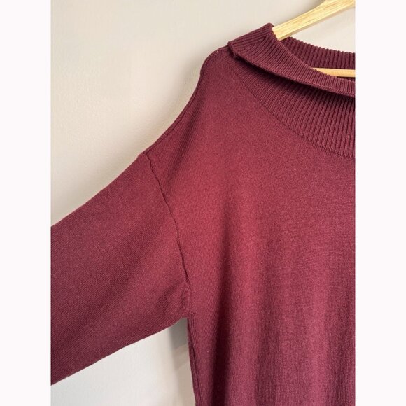 Eloquii Women’s 16 Cowl Neck Side Split Sweater Midi Dress Burgundy Stretch - Picture 5 of 14